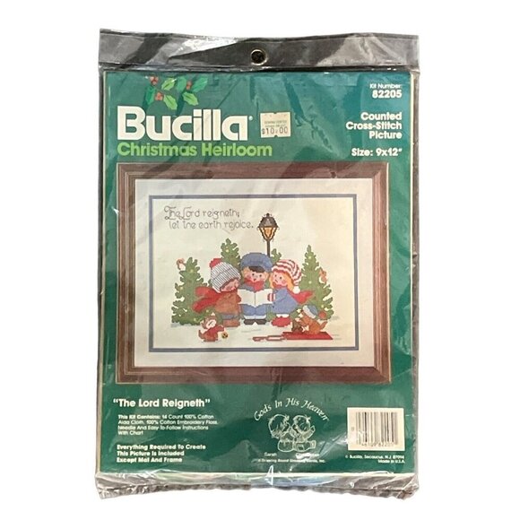 Bucilla Heirloom Counted Cross Stitch Kit The Lord Reigneth 82205 Vintage 9x12 - Picture 1 of 4